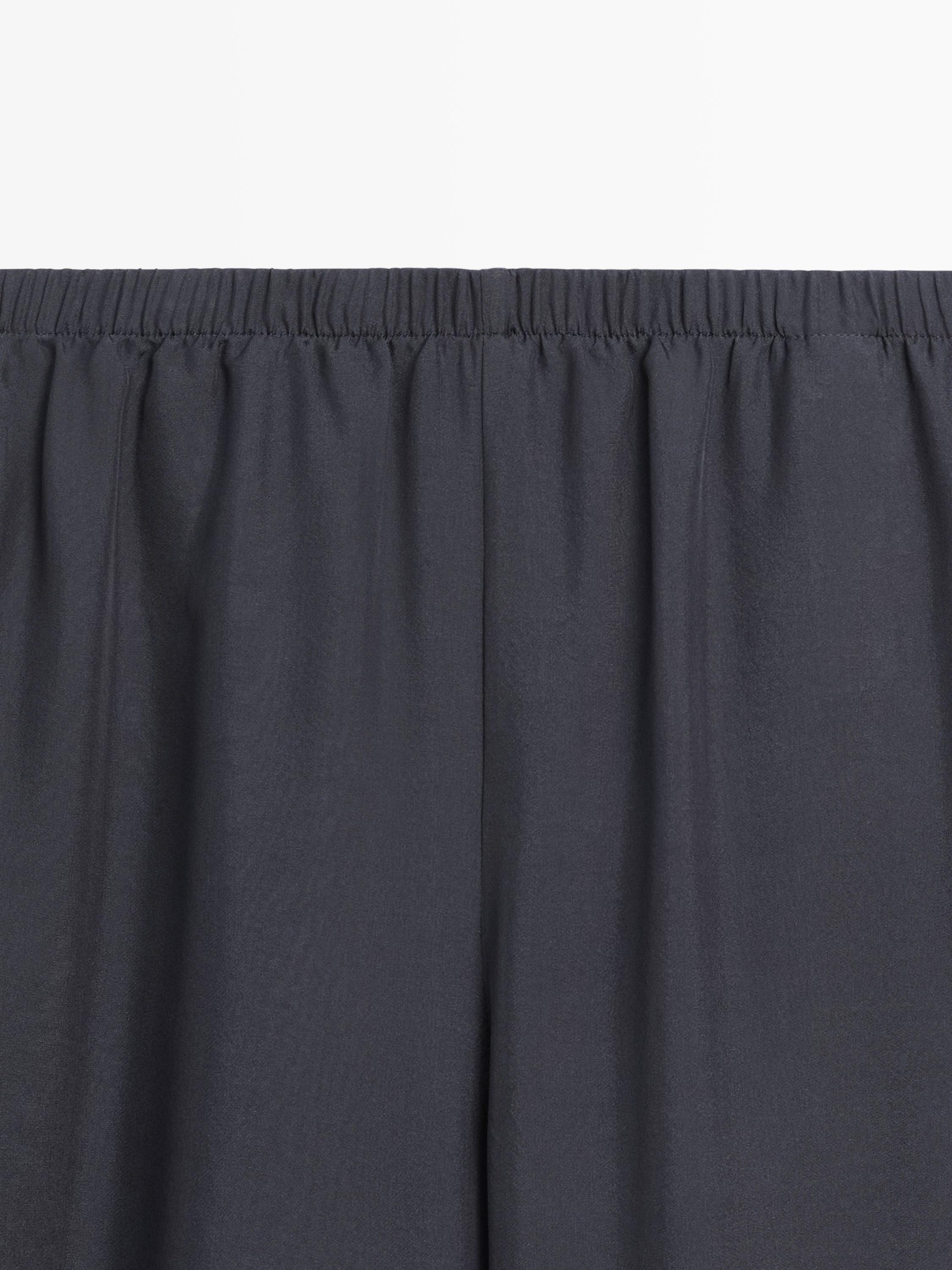 Flowing voluminous 100% silk trousers